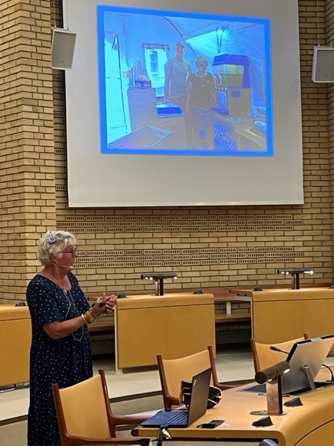 Flagdag i Gladsaxe Kommune: Ruth Brik Christensen fortæller om sine oplevelser som udsendt soldaterhjemsleder på missionerne i Irak og Afghanistan. Foto: Thine Buch Laursen.